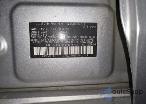 2015 Subaru Legacy 2.5I Premium from USA, damaged, VIN 4S3BNBD64F3074713